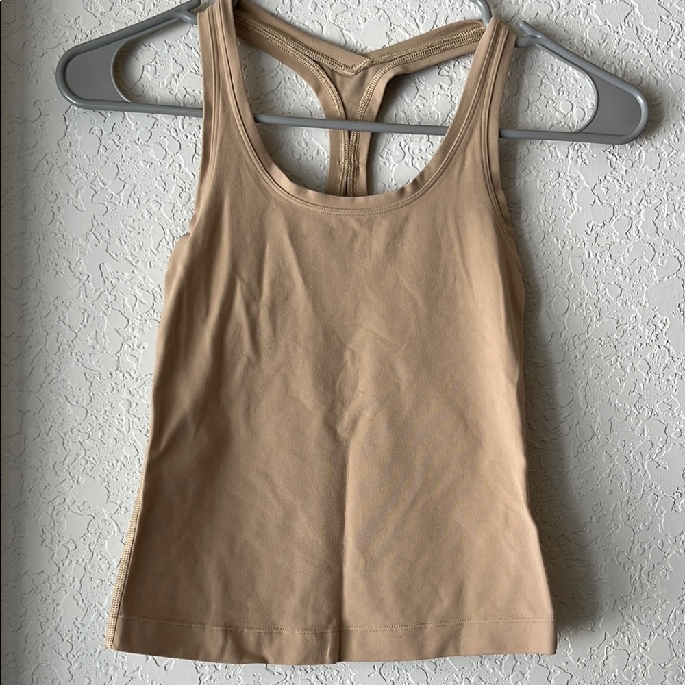 Tan Scoop Neck Racerback Tank Top